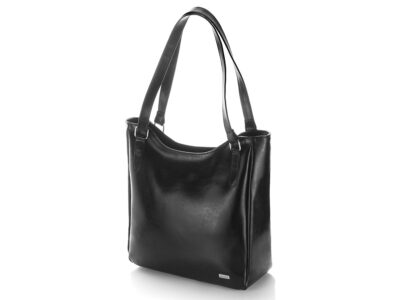 Duża skórzana torba damska czarna shopperka Paolo Peruzzi - obrazek 6