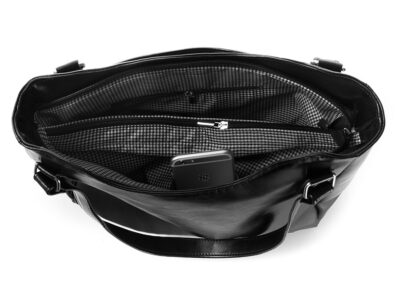 Duża skórzana torba damska czarna shopperka Paolo Peruzzi - obrazek 7