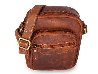 Wygodna brązowa torba męska na ramię skórzana w stylu vintage Jorey - obrazek 3