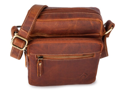 Średnia, brązowa torba męska na ramię uszyta ze skóry naturalnej Jorey - obrazek 5