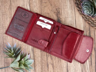 Portfel damski średni z gładkiej skóry naturalnej RFID czerwony Paolo Peruzzi - obrazek 3