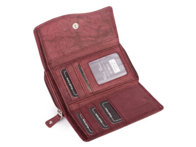 Duży damski portfel burgundowy uszyty z miękkiej i przyjemnej w dotyku skóry naturalnej RFID - obrazek 2