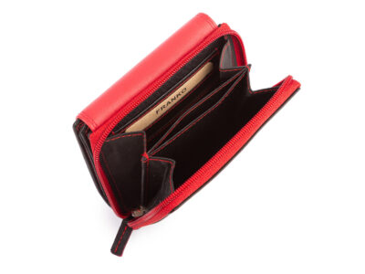 Czarno-czerwony portfel damski Franko z miękkiej naturalnej skóry RFID - obrazek 10