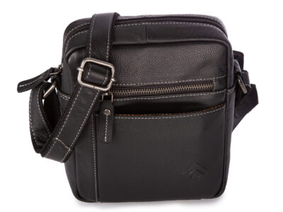 Czarna torba męska na ramię na co dzień uszyta ze skóry naturalnej - obrazek 3