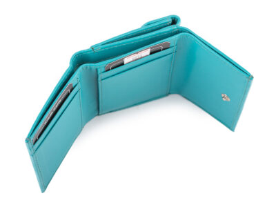 Mały, skórzany portfel damski w kolorze turkusowym J Jones - obrazek 2