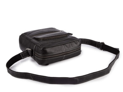 Duża męska torba miejska na ramię ze skóry naturalnej czarna Ekavale - obrazek 4