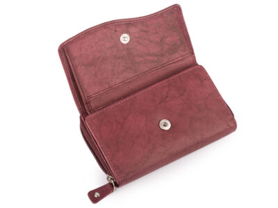 Duży damski portfel burgundowy uszyty z miękkiej i przyjemnej w dotyku skóry naturalnej RFID - obrazek 3