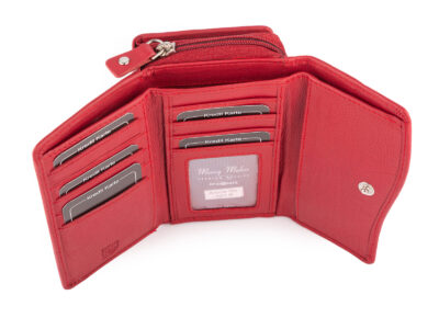 Duży damski portfel czerwony uszyty z miękkiej i przyjemnej w dotyku skóry naturalnej RFID - obrazek 5