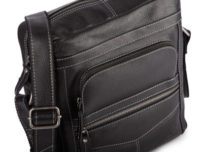 Duża męska torba miejska na ramię ze skóry naturalnej czarna Ekavale - obrazek 7