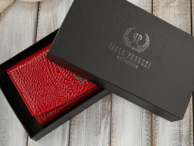 Duży lakierowany portfel damski skórzany croco czerwony Paolo Peruzzi - obrazek 11