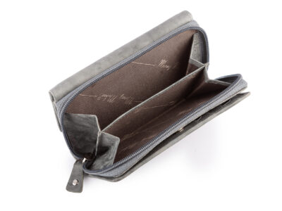 Duży damski portfel szary uszyty z miękkiej i przyjemnej w dotyku skóry naturalnej RFID - obrazek 6