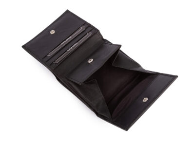 Mały skórzany czarny portfel damski do małej torebki J Jones - obrazek 4