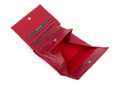 Mały skórzany czerwony portfel damski do małej torebki J Jones - obrazek 4