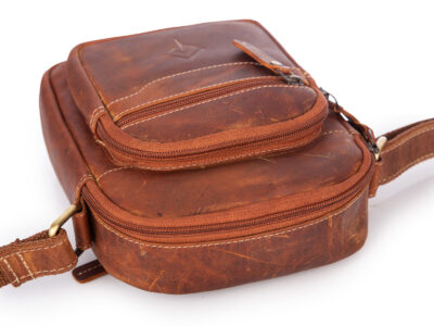 Wygodna brązowa torba męska na ramię skórzana w stylu vintage Jorey - obrazek 7
