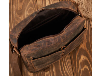 Torba męska uszyta ze skóry naturalnej A4 brązowa vintage Paolo Peruzzi - obrazek 9