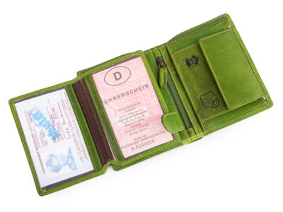 Pionowy portfel wykonany w 100% ze skóry naturalnej z RFID zielony Blue Burry - obrazek 5