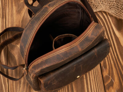 Plecak damski skórzany w stylu vintage w kolorze brązowym Paolo Peruzzi - obrazek 6