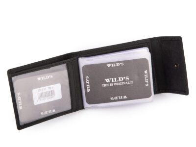 Pionowe czarne skórzane etui na karty płatnicze, dokumenty i banknoty w stylu vintage - obrazek 3