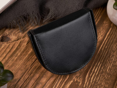 Skórzany, czarny portfel typu bilonówka 'podkówka' Paolo Peruzzi - obrazek 3