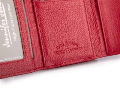 Średni portfel damski ze skóry naturalnej zapinany na bigiel czerwony - obrazek 4