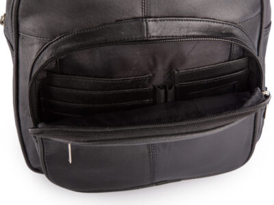 Średniej wielkości, czarny plecak damski miejski z miękkiej skóry naturalnej - obrazek 7