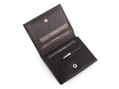 Mały skórzany czarny portfel damski do małej torebki J Jones - obrazek 3