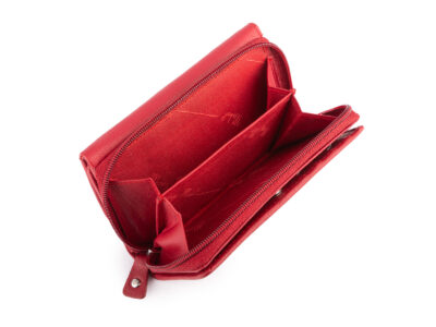 Duży damski portfel czerwony uszyty z miękkiej i przyjemnej w dotyku skóry naturalnej RFID - obrazek 6