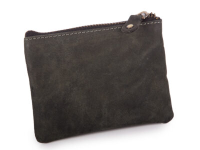 Etui na klucze ze skóry naturalnej na zamek czarne vintage - obrazek 3