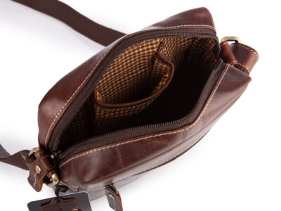 Brązowa torba męska na ramię na co dzień uszyta ze skóry naturalnej - obrazek 6