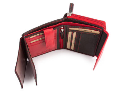 Czarno-czerwony portfel damski Franko z miękkiej naturalnej skóry RFID - obrazek 9