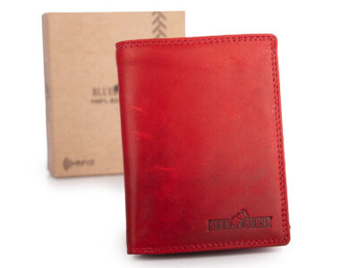 Pionowy portfel wykonany w 100% ze skóry naturalnej z RFID czerwony Blue Burry - obrazek 1