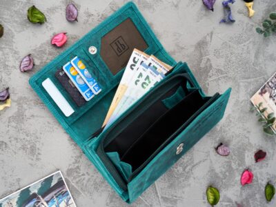 Portfel damski skórzany w stylu vintage pojemny zielony RFID Paolo Peruzzi - obrazek 9