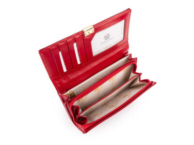 Duży, poziomy, lakierowany portfel damski w kolorze czerwonym Gregorio - obrazek 2