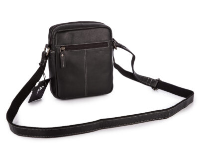 Czarna torba męska na ramię na co dzień uszyta ze skóry naturalnej - obrazek 2