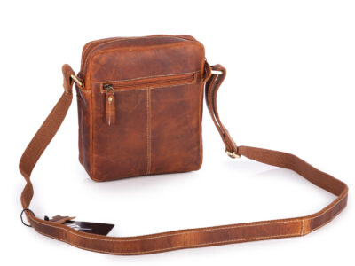 Średnia, brązowa torba męska na ramię uszyta ze skóry naturalnej Jorey - obrazek 2