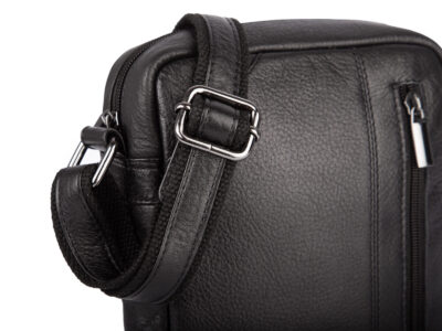 Saszetka męska na ramię ze skóry naturalnej, czarna Bellugio - obrazek 5