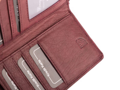 Duży damski portfel burgundowy uszyty z miękkiej i przyjemnej w dotyku skóry naturalnej RFID - obrazek 5