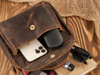 Plecak damski skórzany w stylu vintage w kolorze brązowym Paolo Peruzzi - obrazek 9