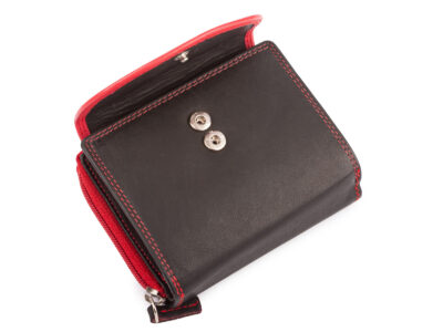 Czarno-czerwony portfel damski Franko z miękkiej naturalnej skóry RFID - obrazek 3