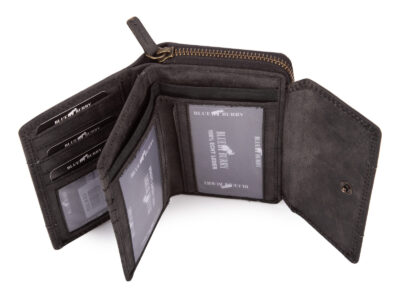 Duży portfel damski uszyty z surowej skóry naturalnej z ochroną RFID czarny - obrazek 2