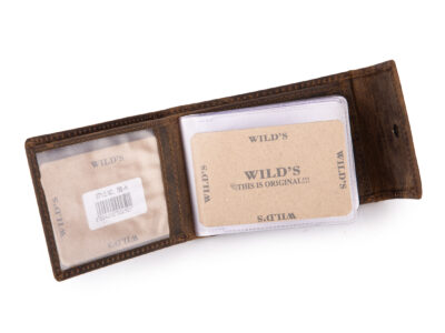 Pionowe brązowe skórzane etui na karty płatnicze, dokumenty i banknoty w stylu vintage - obrazek 3