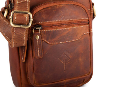 Wygodna brązowa torba męska na ramię skórzana w stylu vintage Jorey - obrazek 2