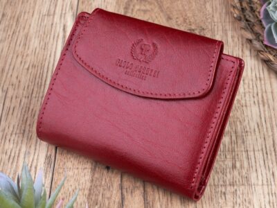 Portfel damski średni z gładkiej skóry naturalnej RFID czerwony Paolo Peruzzi - obrazek 5