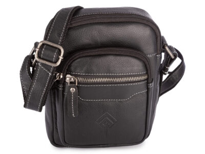 Wygodna czarna torba męska na ramię ze skóry naturalnej licowej Jorey - obrazek 4