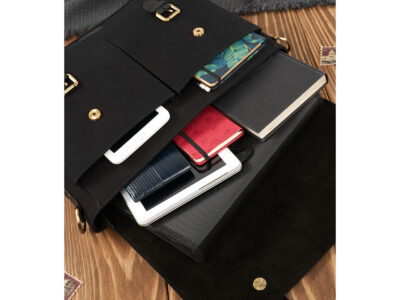 Duża, czarna teczka męska z canvasu i grubej skóry naturalnej Paolo Peruzzi - obrazek 9