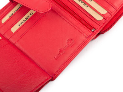 Czerwony portfel damski Franko z miękkiej naturalnej skóry RFID - obrazek 7