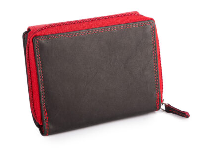 Czarno-czerwony portfel damski Franko z miękkiej naturalnej skóry RFID - obrazek 2