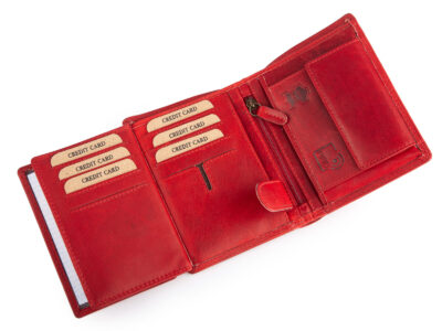 Pionowy portfel wykonany w 100% ze skóry naturalnej z RFID czerwony Blue Burry - obrazek 4