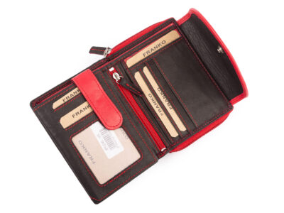 Czarno-czerwony portfel damski Franko z miękkiej naturalnej skóry RFID - obrazek 4