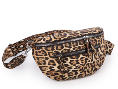 Damska saszetka typu nerka na ramię z wzorkiem w panterkę brązowa - obrazek 1